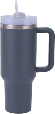 Produktbild von Famanu Isolierbecher 1200 ml mit Strohhalm und Deckel - Doppelwandig, Edelstahl