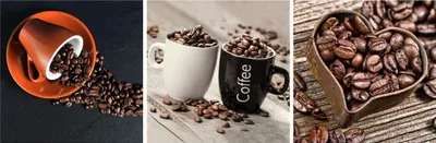 Produktbild von levandeo Glasbild 3er Set je 30x30cm Wandbild Glas Kaffee Küche Coffee Herz