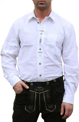 Produktbild von German Wear, Trachtenhemd hemd für Lederhosen mit Verzierung weiß, Größe:S