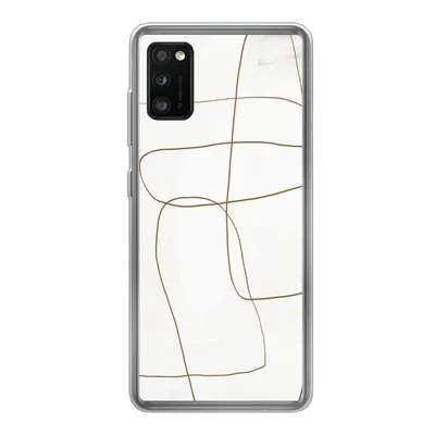 Produktbild von MuchoWow® Handyhülle Schutzhülle Hülle für Samsung Galaxy A41 Kunst - Braun - Weiß - Abstrakt Silikon Softcase Handy Hülle - Mobiltelefon