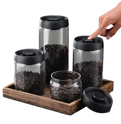 Produktbild von Kaffeebohnen-Aufbewahrungsgefäß-Set, vakuumversiegeltes Glasgefäß