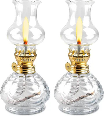 Obrázek produktu pro 2 kusy retro lamp na petrolej s otevřeným plamenem, petrolejová lampa pro vnitřní použití, skleněné petrolejové lampy, skleněná petrolejová lampa do ložnice, pracovny nebo kanceláře