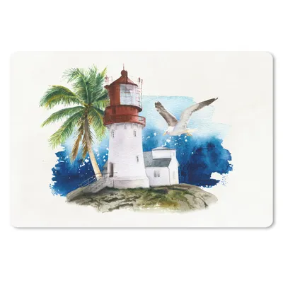 Produktbild von MuchoWow® Mauspad Mousepad Leuchtturm - Palme - Vogel - Meer 27x18 cm - Mousepads - Maus Mat - Pad - Mausunterlage - Büroartikel - Desk Matten