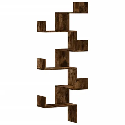 Obrázok produktu pre vidaXL Nástenná rohová polica smoke oak 45x45x147 cm materiál na báze dreva