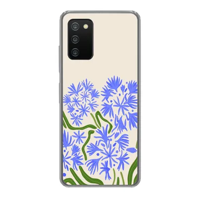Produktbild von MuchoWow® Handyhülle Schutzhülle Hülle für Samsung Galaxy A03s Blume - Blau - Blatt - Einfach Silikon Softcase Handy Hülle - Schutz