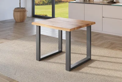 Produktbild von Esstisch Baumkante Holz-Optik Wildeiche 80 x 80 U-Gestell schwarz JULIUS