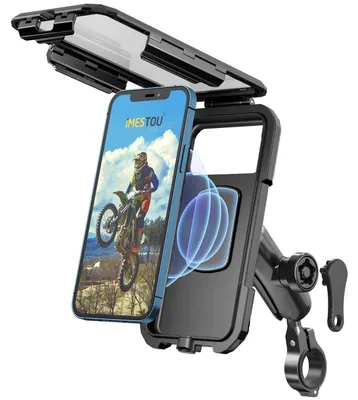 Produktbild von Motorrad Handyhalterung IP67 mit Qi/USB C 3.0 Ladegerät für 5,5"-6,8" Handys