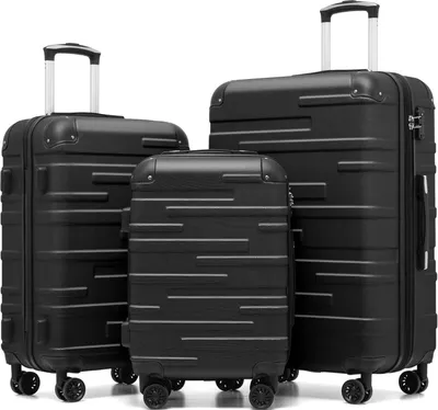 Immagine prodotto di COOLIFE set di valigie rigide 3 pezzi ABS grigio scuro TSA lock