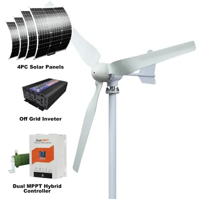 Produktbild von Windkraftanlage - SM3-5000 Horizontal - 5000 W - 24 V - 3 Flügel - Mit Solarsystem - Weiß