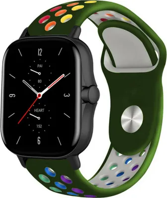 Produktbild von Strap-it Amazfit GTS 2 Sportarmband (Armeegrün/Bunt)