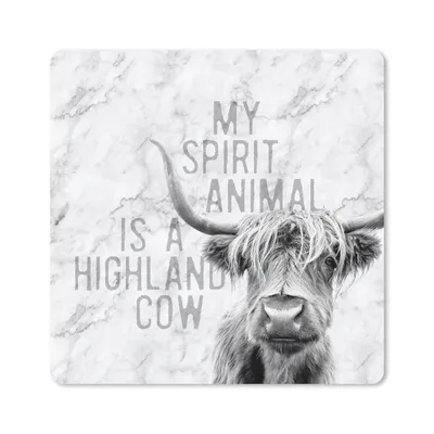 Produktbild von MuchoWow® Mauspad Mousepad Marmor - Zitat - Schottischer Highlander 20x20 cm - Mousepads - Maus Mat - Pad - Mausunterlage - Desk Mat - Bureauartikeln