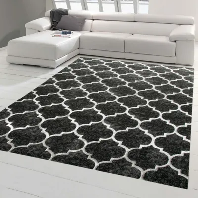 Produktbild von Stilvoller Orient-Teppich im Marokko-Stil grau schwarz Größe - 80 x 300 cm