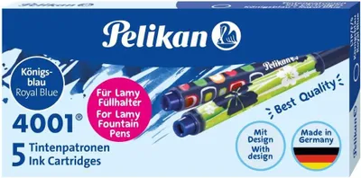 Produktbild von Pelikan 338293 Tintenpatronen 4001 für LAMY Füllfederhalter – Set mit 5 Stück – Königsblau