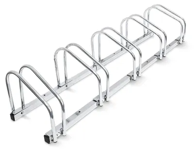 Produktbild von Relaxdays Fahrradständer, Für 5 Fahrräder, Boden- und Wandmontage, Mehrfachständer, HBT: ca. 26 x 130 x 32 cm, silber