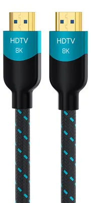 Zdjęcie produktu dla INF Kabel HDMI 2.1 pleciony 8K, 48Gbps, 8K60Hz/4K120Hz, eARC i VRR, niebieski 1,5 mln