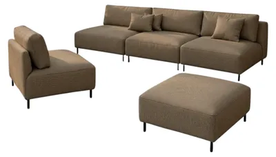 Produktbild von Garten Lounge Set SUN – Outdoor Möbel Set mit Sofa, Sessel und Hocker, UV-beständig und wasserabweisend
