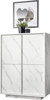 Immagine prodotto di Buffet 4 porte, collezione COLOMARMO, colore bianco effetto marmo, ideale nel tuo soggiorno o sala da pranzo