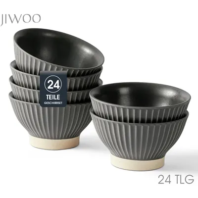 Produktbild von Schale set 24-teiliges Ø12 cm Salatschale Snackschalen Frühstücksschale Keramik Bowl für 24 Personen Matt-Glasur Mikrowellen- und Spülmaschinenfest