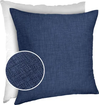 Produktbild von Dekokissen Kissenhülle mit Reißverschluss Sofakissen 40x40cm mit Füllung Einfarbig Leinenoptik Uni Jeansblau