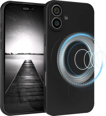 Produktbild von EAZY CASE - Silikonhülle magnetisch für Apple iPhone 16 Plus, Hülle Silikon, weich stoßfeste Magnet Handyhülle, Schutzhülle mit Kameraschutz, TPU Bumper in Schwarz