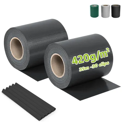 Produktbild von Ribelli Sichtschutzstreifen Garten Sichtschutz Zaun,Dunkelgrau/Hellgrau/Grün,PVC ca. 35 Meter x 19 cm inkl. 30 Clips, 420g/㎡