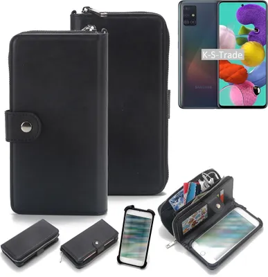 Produktbild von K-S-Trade 2in1 Handyhülle Schutzhülle kompatibel mit Samsung Galaxy A51  & Portemonnee Cover Handy Hülle Case Etui Geldbörse Wallet Bookstyle