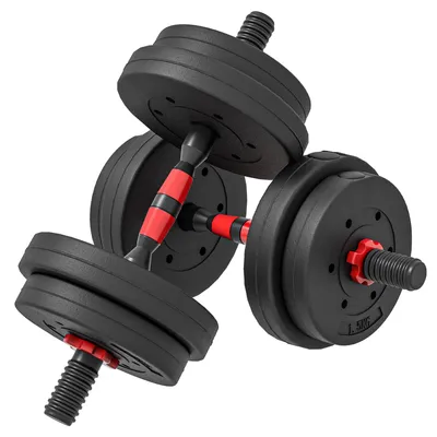 Immagine prodotto di Set di bilancieri regolabile da 15 kg - 2-in-1: manubri e bilanciere lungo | Colore: nero