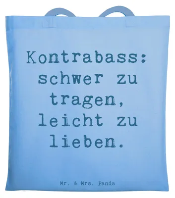 Produktbild von Mr. & Mrs. Panda Shopping Tasche Spruch Kontrabass Liebe - Sky Blue - Geschenk, Musiker, Jazzbands, Beutel, Klang, Instrument, Musik, Lernen, Laptoptasche, festivaltasche