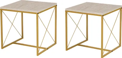 Produktbild von Skye Decor, Defne - Gold, Travertine, Couchtische, Travertin, 100 x 52 x 50 cm