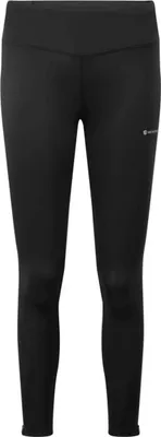Schwarze Leggings für Damen; Modell "WOMEN"S SLIPSTREAM TRAIL TIGHTS REG LEG" von Montane; geeignet für Outdoor-Aktivitäten.