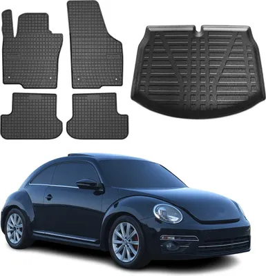 Obrázok produktu pre Sada podlahových rohoží a vložiek do kufra pre VW Beetle 2011-2019 gumové TPE čierne 5x