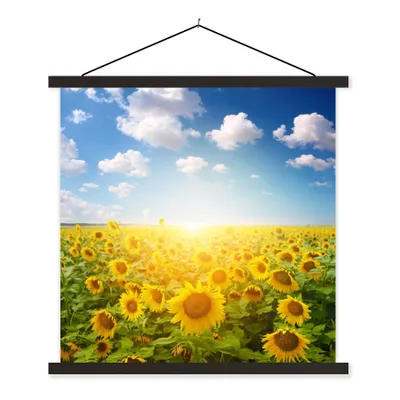 Produktbild von MuchoWow® Textilposter Sonnenblume - Sonne - Wolken 90x90 cm mit schwarzem Rahmen - Magnetisches