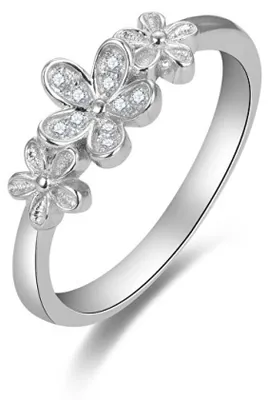 Image de Charmante bague en argent avec zircons AGG465 - Circuit : 50 mm