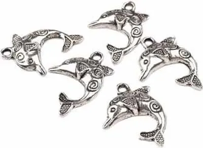 Zdjęcie produktu dla Zawieszka metalowa delfin 25x30mm - 5 szt