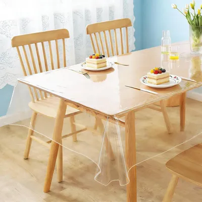 Productafbeelding van Transparante tafelkleed, PVC, 140x180 cm. Afwasbare tafelbeschermfolie, rechthoekig