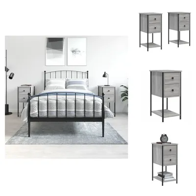 Image de vidaXL Tables de nuit 2 pcs. Gris Sonoma 32x42x70 cm Bois composite - Tables de chevet