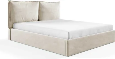 Obrázek produktu pro Čalouněná postel GUTTO GLAMMY 180x200 kovový lamelový rošt béžová sametová látka Velvett s podnoží postele a úložným prostorem