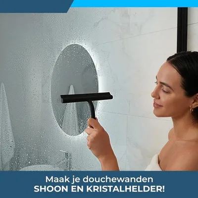 Produktbild von Famanu Duschabzieher 21 cm mit magnetischem Halter, schwarz, modernes Design