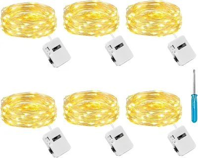 Produktbild von Litogo Mini-Lichterketten – Set mit 6 Stück – Batteriebetrieben – 3 Modi – 2 Meter – 20 LEDs