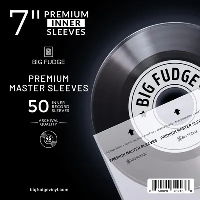 Produktbild von BIG FUDGE Inner Sleeves Vinyl - 7" x 50 STK. Vinyl Inner Sleeves - Schallplatten Innenhüllen Antistatisch aus Reispapier - Dursichtige 3-Lagige LP