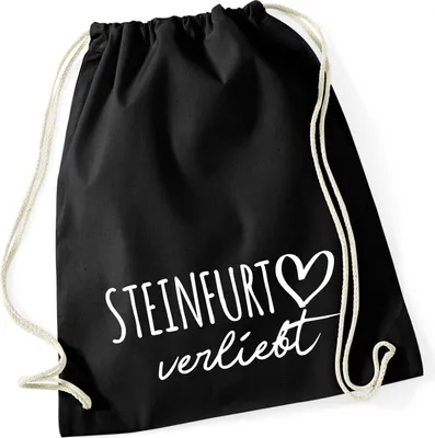 Produktbild von Huuraa Turnbeutel Steinfurt verliebt 12 Liter Black Baumwolle Rucksack Geschenkidee