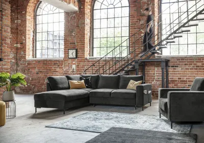 Produktbild von MIUFORM Lofty Lilly - Ecksofa mit Bettfunktion - 237x197cm - Dunkelgrau - 6-Sitzer Ausrichtung Links