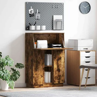 Immagine prodotto di Maison Exclusive - Scrivania in legno impiallacciato effetto noce, dimensioni 71,5 x 31,5 x 106,5 cm
