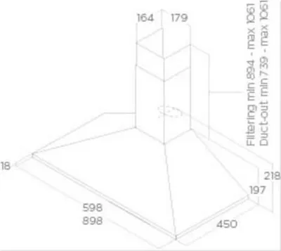 Image de Hotte décorative murale 60cm 68db 395m3/h inox - Elica - PRF0091761B - missy pb ix/a/60