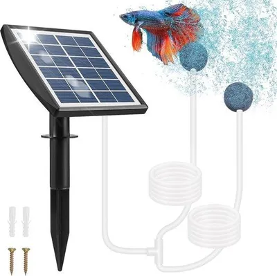 Immagine prodotto di Aeratore solare per laghetti con batteria da 2200 mAh - Pompa a bolle efficiente per laghetti e acquari