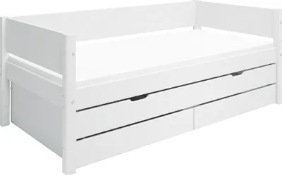 Immagine prodotto di Letto singolo bianco, grande, con 2 cassetti sotto, dimensioni 90x200 cm. Colore: bianco. Materasso: non incluso