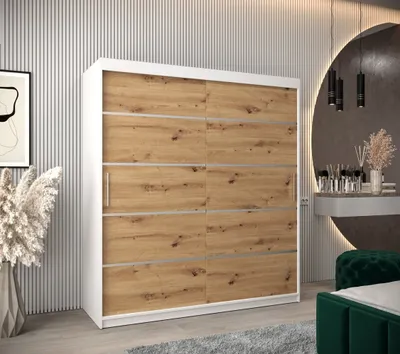 Obrázek produktu pro Šatní skříň ENNI - šířka 180 cm, bílá / dub artisan
