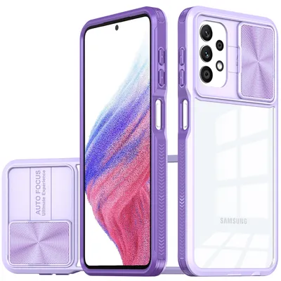 Immagine prodotto di Custodia Galaxy A23, Custodia ibrida in TPU trasparente con copertura scorrevole per fotocamera Samsung Galaxy A23 4G/A23 5G Viola