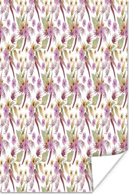 Produktbild von MuchoWow® Poster Blumen - Lila - Muster 40x60 cm - Plakate für die Wand - Poster Babyzimmer