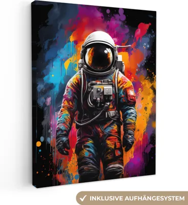 Obrázok produktu pre Obrazy na plátne 60x80 cm - Graffiti - Astronaut - Čierna - Farby, obrazy Obývacia izba Moderné, nástenné dekorácie